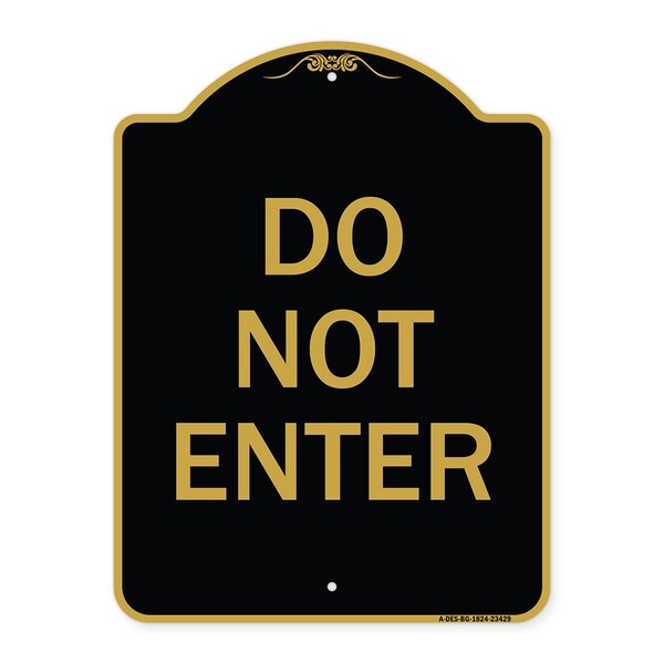 Designer Series Parking Lot Do Not Enter, Black & Gold Aluminum Sign, 18" x 24", BG-1824-23429
